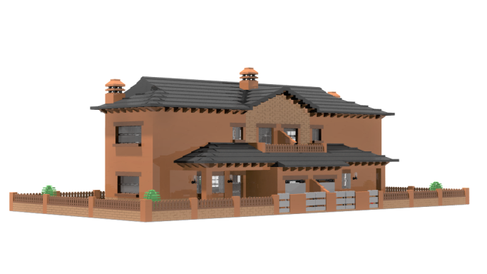 MOC chalets en la montaña Lego frontal