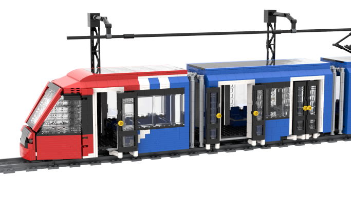 MOC Alstom Citadis S302 Metro Ligero Madrid Lego apertura de puertas