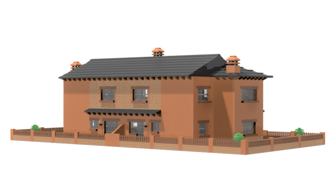 MOC chalets en la montaña Lego trasera