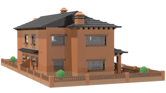 MOC chalets en la montaña Lego lateral