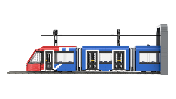 MOC Alstom Citadis S302 Metro Ligero Madrid Lego lateral