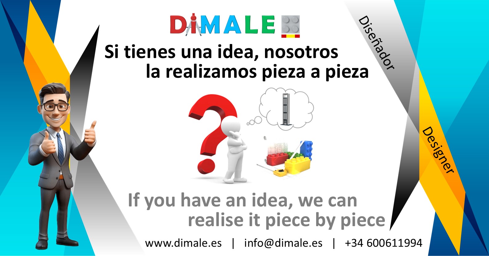 Realizamos diseños personalizados Texto promocional de DIMALE, ofreciendo la realización de ideas pieza a pieza.