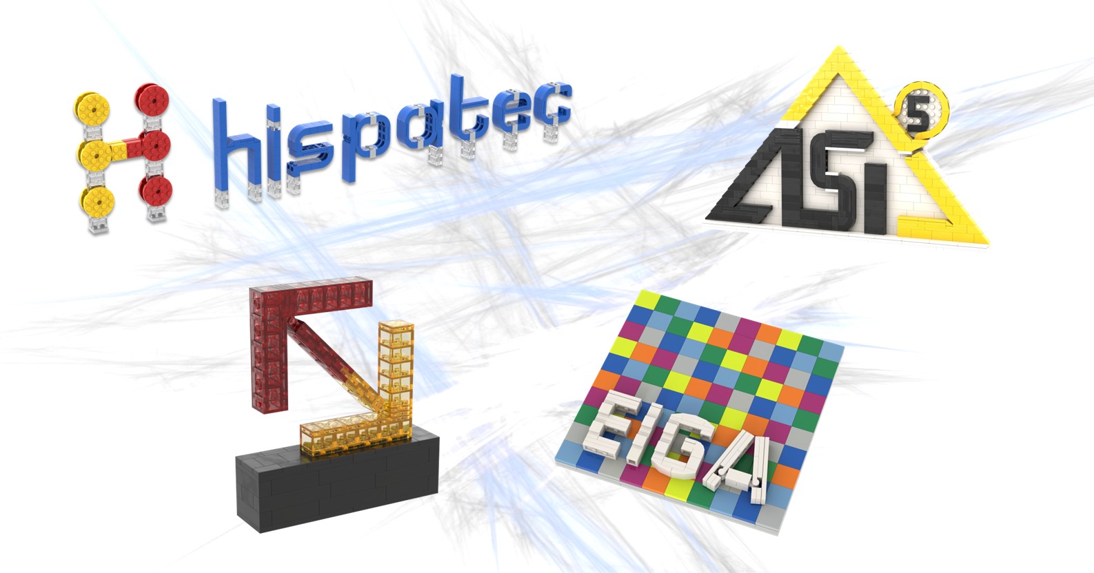 Realizamos Logotipos 3D Logotipos de diversas empresas tecnológicas: Hispatec, ASI, EIGA y un diseño abstracto.