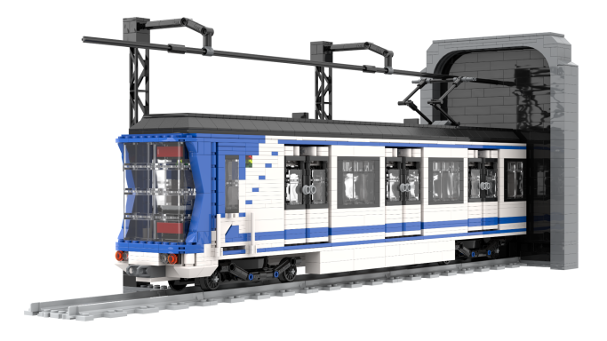 MOC CAF serie 2000 Metro de Madrid Lego frontal