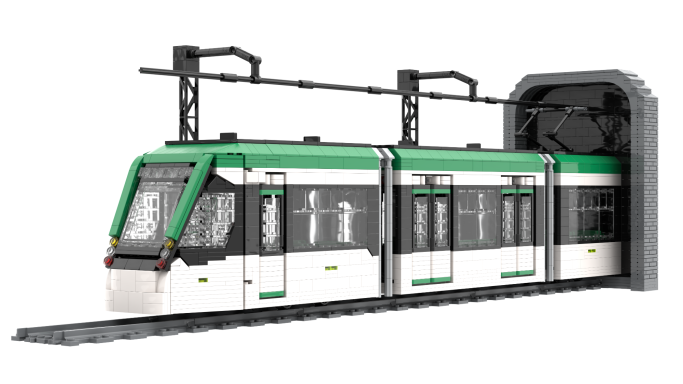 MOC CAF Urbos 3 Metro de Málaga Lego frontal