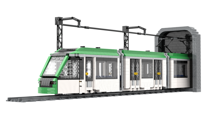 MOC Alstom Citadis S302 TRAM Barcelona Lego conjunto