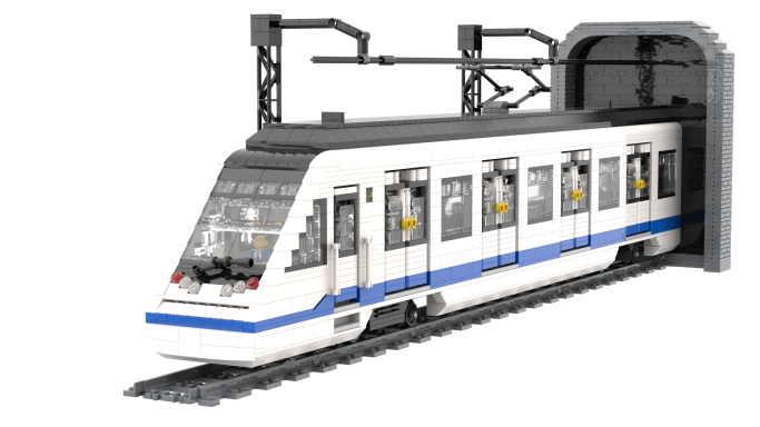 MOC CAF serie 8000 Metro Madrid Lego frontal 