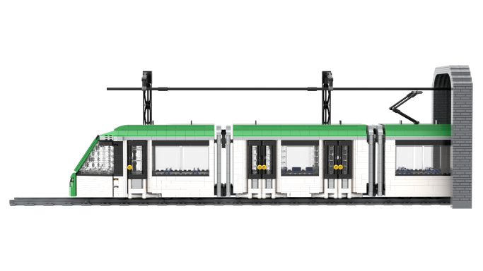 MOC Alstom Citadis S302 TRAM Barcelona Lego lateral